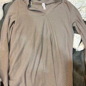 Honeyme Taupe Striped Blouse